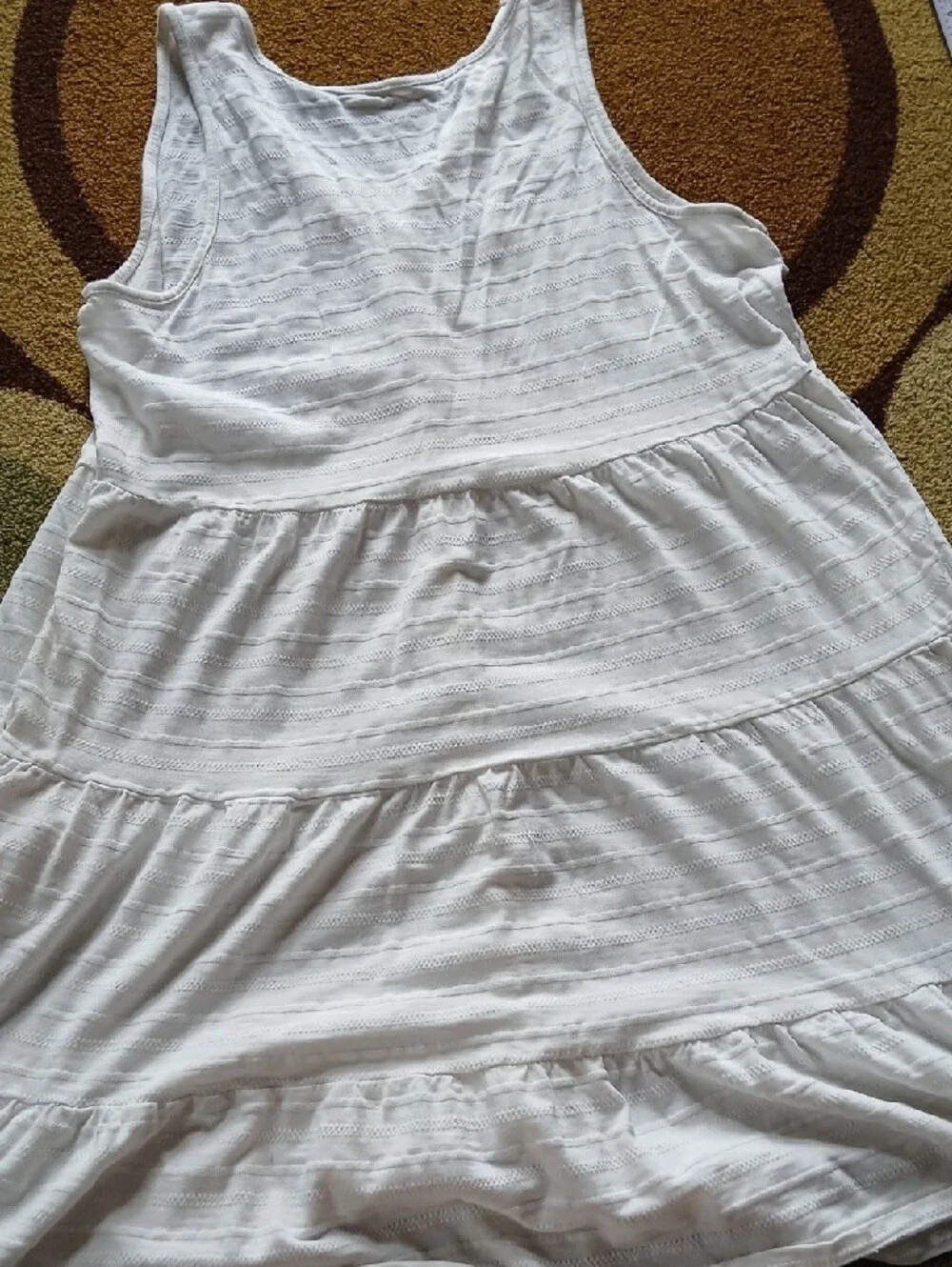 Sonoma White Cotton Button-Tier Summer Dress